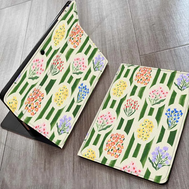 

Cartoon Floral Grid Pattern For OPPO Realme Pad Air X 10.36 11 Inch Tablet Case