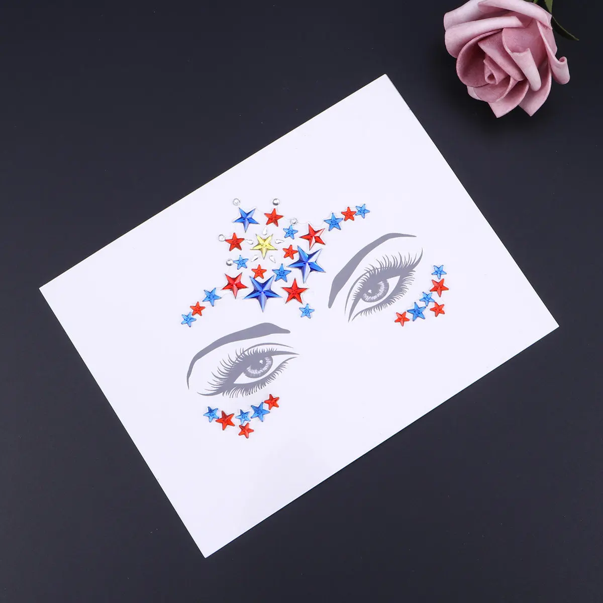 

Acrylic Drill Sticker Pentagram Crystal Face Rhinestone Forehead Body Glitter Sticker for Special Visual Effect Party