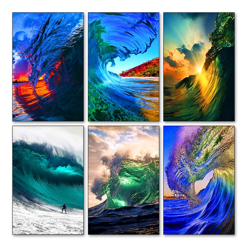 AB Diy Diamond Painting Sea Wave 5D Diamond Art Embroidery Full Square/round Cross Stitch Kits Handmade Home Decor Jewelry