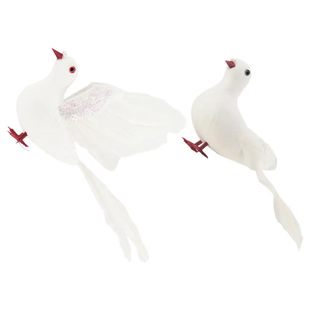 2Pcs Realistic Artificial Dove Safe Lightweight Trick Props Party Performance Simulation Pigeon Statue Outdoor Garden Decoration