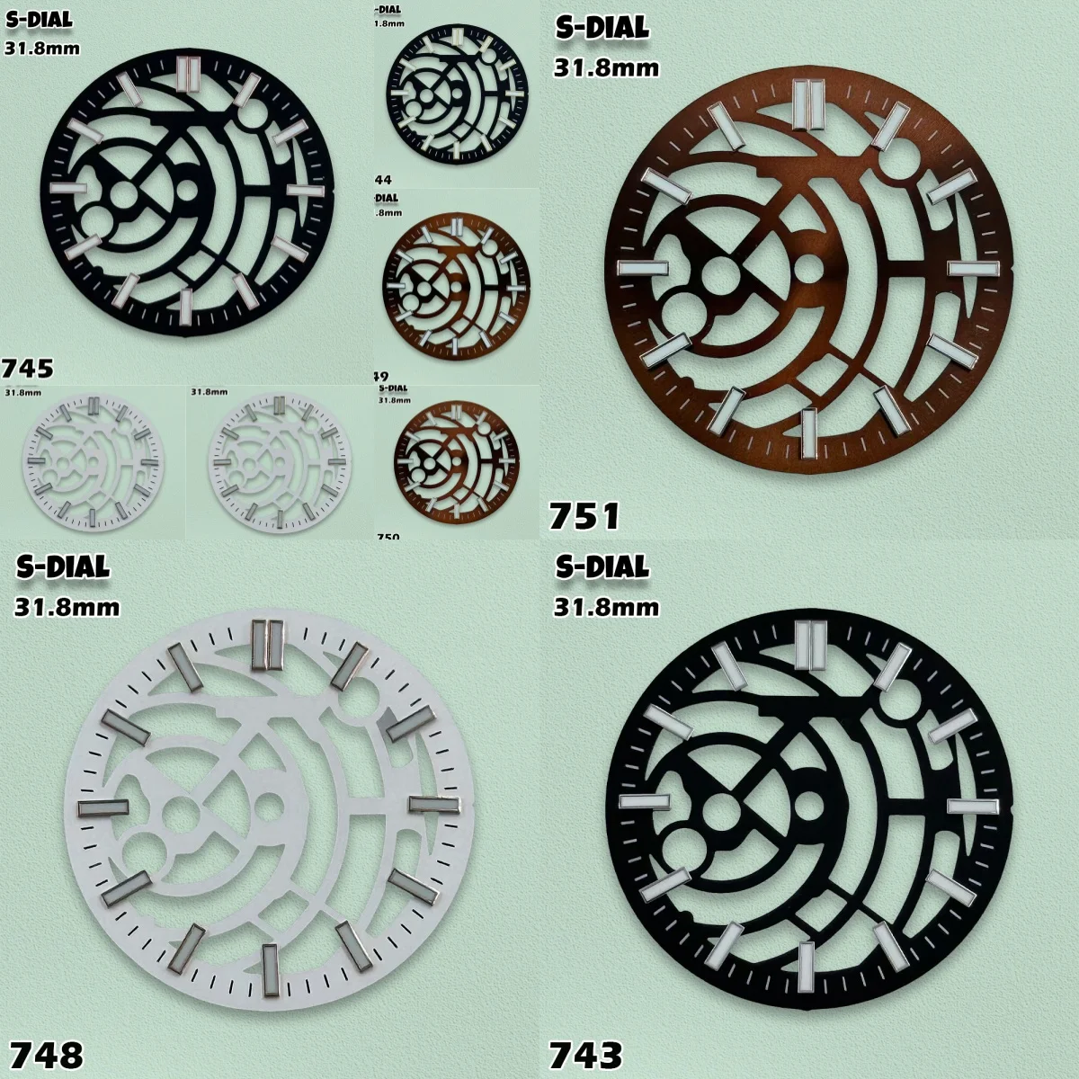 Esfera SKO de 31,8 mm con logotipo S NH38, esfera luminosa verde adecuada para el movimiento NH70, accesorios exquisitos para la modificación de relojes