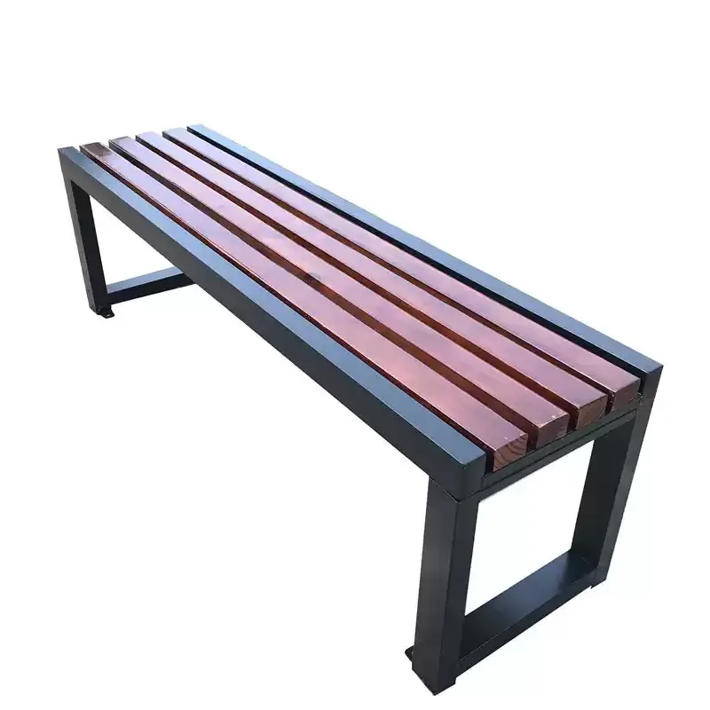 Plastic wood park chair outdoor bench wrought iron courtyard anti-corrosion solid wood strip stool square backrest leisure chair