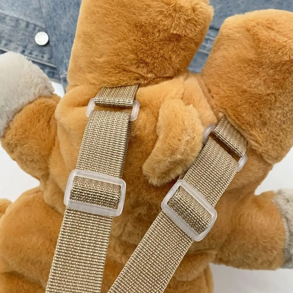 Süßer mehrfarbiger Plüschbären-Rucksack, Cony Hair, 3D-Plüsch-Schultertasche, Plüschpuppe, kreative Bären-Tier-Tasche für Kinder