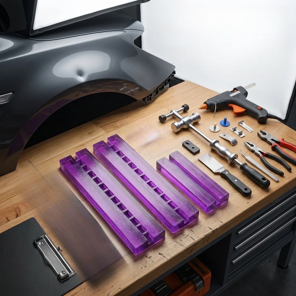 Polyurethane Dent Puller Kit with Precise Dimensions - 11.7x2.3x2.5cm and 5.8x2.4x1.3cm for Accurate Panel Matching
