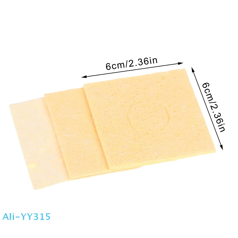 【Y】5 Pz 6*6 CM Saldatura Gialla Spugna Pulita Punta di Saldatura Spugne per Pulizia Cleaner Pad Dissaldatura Saldatore Accessori