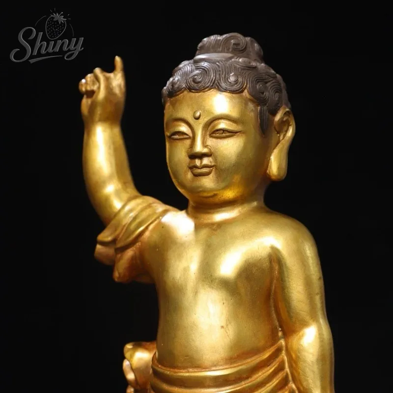 37cm Antique Tibetan Buddhism Sakyamuni Buddha Statue Prince Boy Child Buddha Home Decor Ornaments Buddhist Decorations
