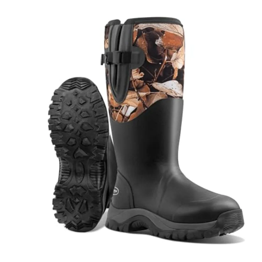 

Men's Waterproof Rubber Boots - 6mm Neoprene, 15" Shaft, Dual-Sole Anti-Fatigue Rain and Mud Boots for Farm and Wet Work, Fishi