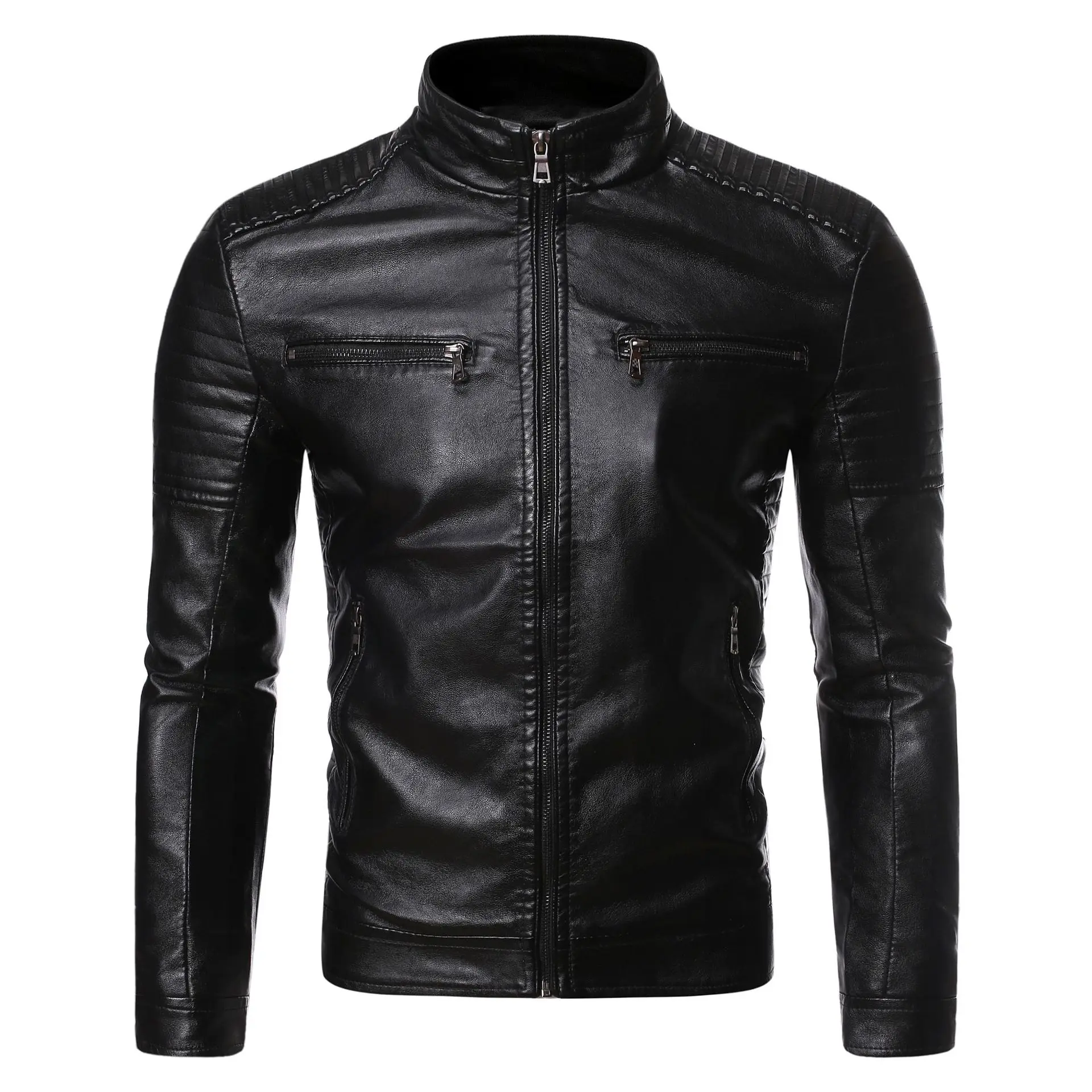 2023 Nouveau Automne Hommes Casual Vintage Veste En Cuir Manteau Hommes Printemps Tenue Conception Motard Pocket Pu Veste En Cuir Hommes M-4Xl