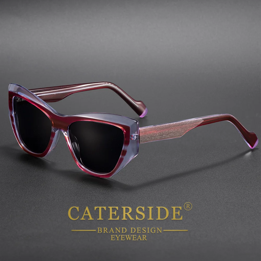 CATERSIDE Frauen Stil Sonnenbrille Acetat Cat Eye Rahmen Farbe-Blocking Design Suneyewear Männer Mode Luxus Fahren Gläser UV400 – Detail 2