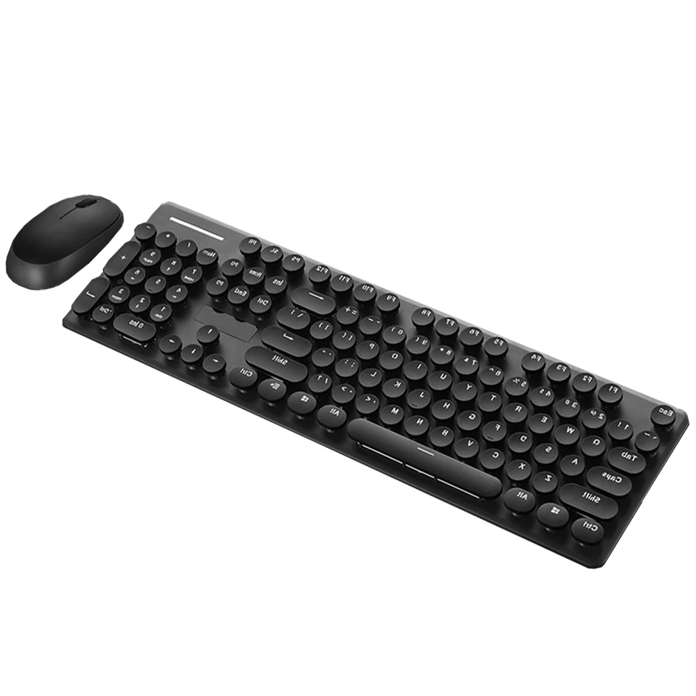 

104-клавишная беспроводная клавиатура и мышь, набор RGB-подсветки, игровая эргономичная механическая USB-подключение, круглая клавиатура в стиле ретро для