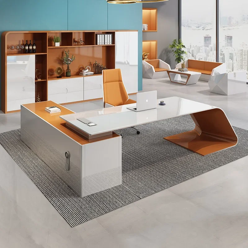 Painted boss table, large class desk,simple modern manager, supervisor desk and chair combination computer desk