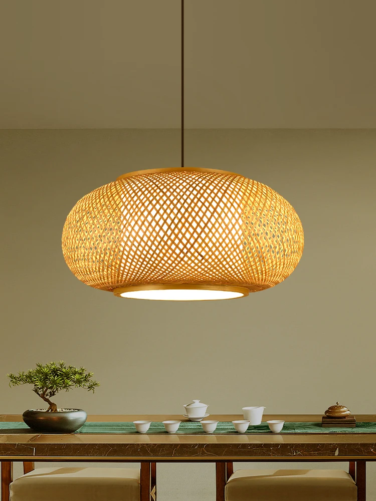 

Bamboo Wicker Rattan Ceiling Light Light Fixtures Ceiling with Woven Bamboo Shade Chandelier for Study Bedroom Living Room