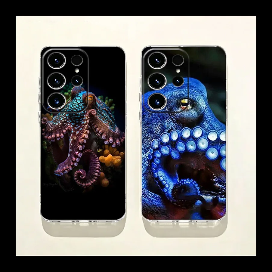 This is a Big Octopus Phone Case for Samsung Galaxy S26 Edge S25 S24 FE S23 Plus S22 Ultra S20FE Cover Camera Protection