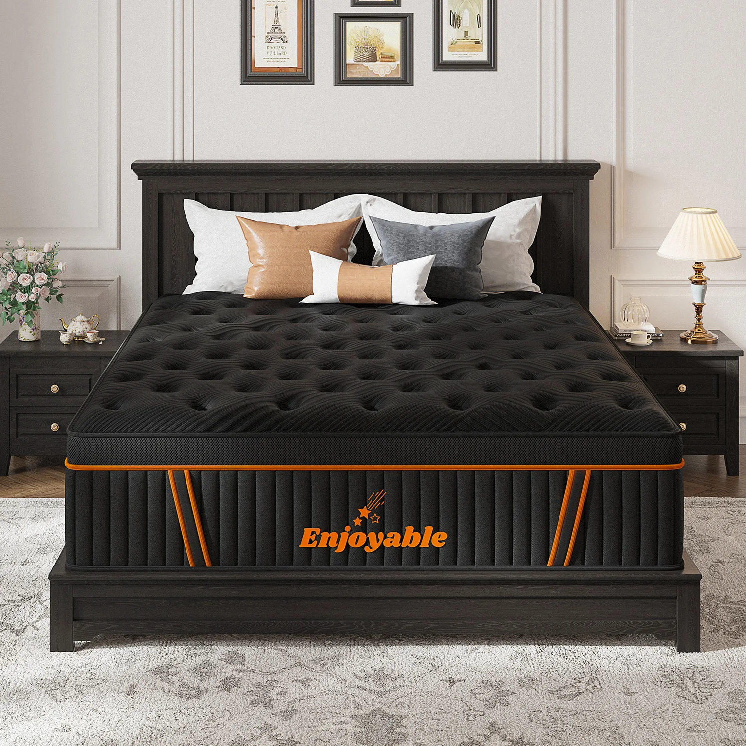 14 Inch Medium Firm Hybrid Mattress Gel Memory Foam Pocket Spring Fiberglass-Free, Mattress in a Box