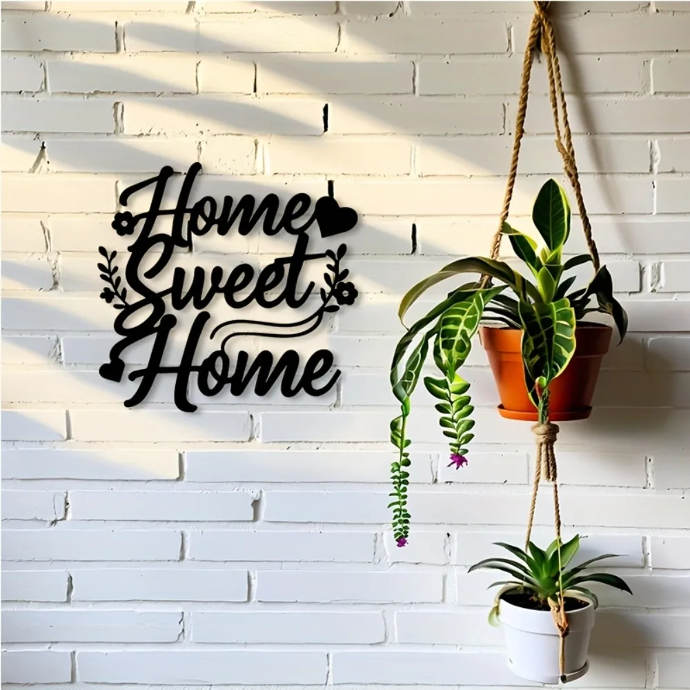 CIFBUY Iron Wall Art Home Sweet Home Metal Sign Floral Heart Handwritten Decor For Living Room Porch Housewarming Gift