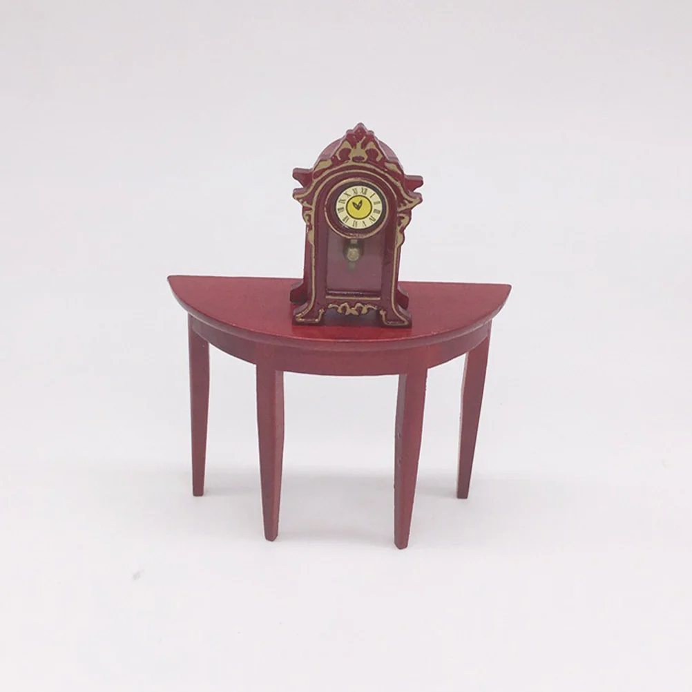 House Half Round Table Miniature Furniture Ornament Figurines Desks Coffee Wooden Model Baby The