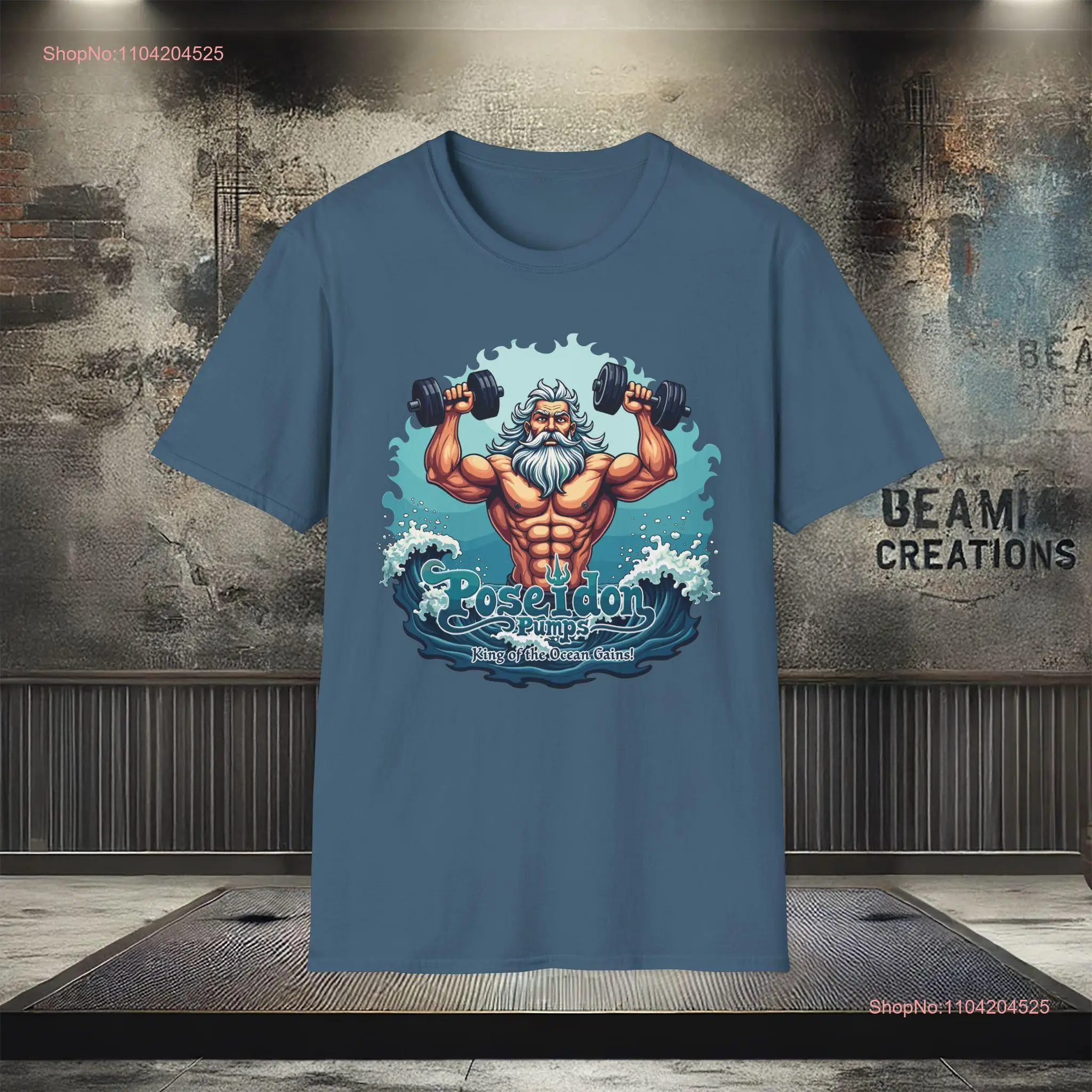 Poseidon Pumps Gym T Shirt Funny Greek Mythology Fitness Powerlifting King of Ocean Gains Workout for Lovers