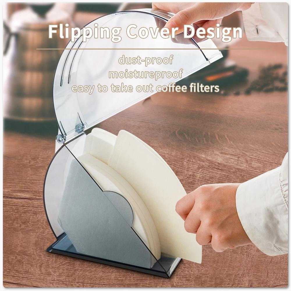 CAFEMASY Coffee Filter Paper Holder Box Coffee Filter Storage Container Holder Rack Barista Cafe Accessories Kitchen Utensils