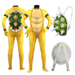 Bowser Cospaly Costume Fantasy Jumpsuit Cartoon Backpack School Bag Rucksack Outfits Halloween Carnival Disguise Party Suit