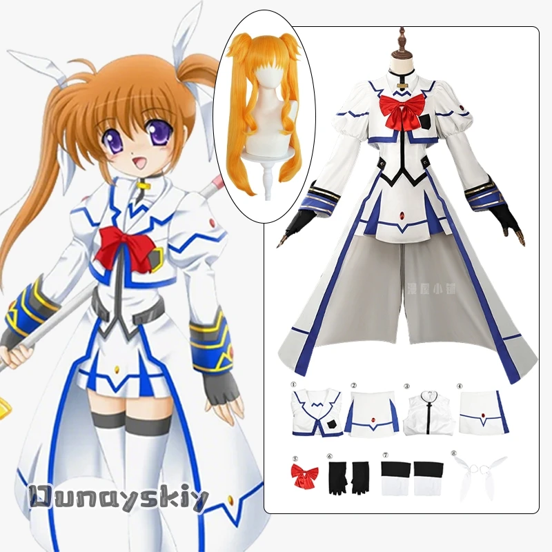 

Anime Magical Girl Lyrical Nanoha Cosplay Costume Combat Sailor Suit Set Roleplaying Wig Prop Suits Halloween Women's Uniform