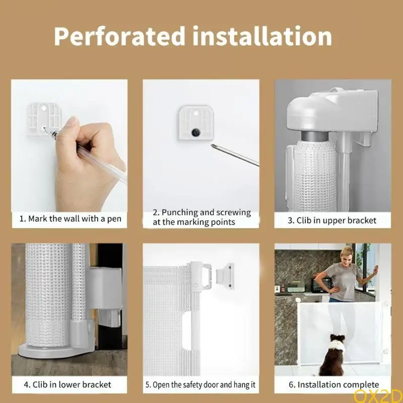 1 Set Retractable Baby Gate Replacement Part Mounting Accessories Fixing Base with Hook & Screws for Child Safety