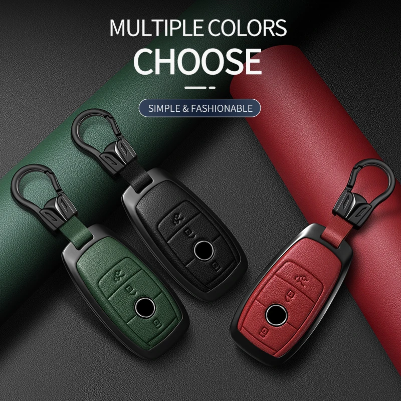 

alloy leather Car Key Case Cover For Mercedes Benz A C E S G Class W177 W205 W213 X167 W222 CLA GLE GLB GLS AMG Maybach