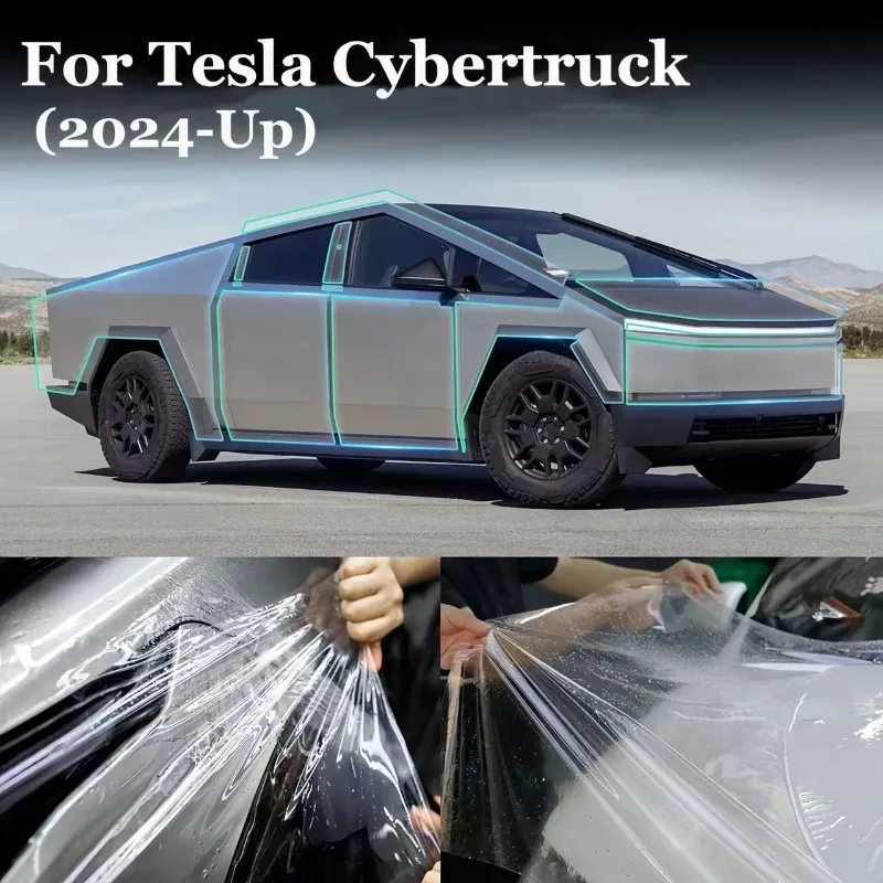 For Tesla Cybertruck 2025 TPU Transparent Film Invisible Headlight Protection Film Anti-scratch Sticker Car Exterior Accessories