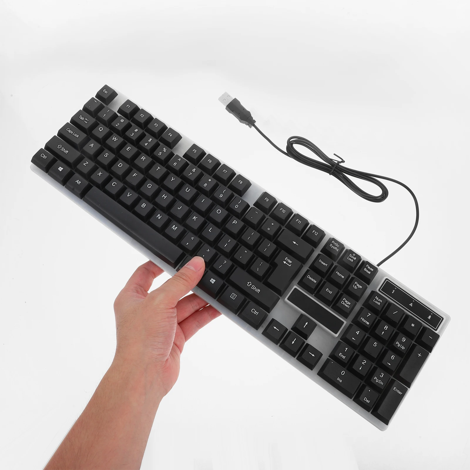 

Wired Keyboard Mouse Set Black Floating Keycap Rgb Backlight Draining Hole Ergonomic Game Keyboard Mouse Wired