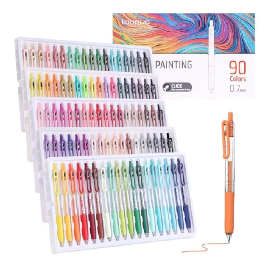 

Retractable Acrylic Gel Pens for Coloring Colors Click Acrylic Paint Pens Set with 0.7mm Tip for Adult Coloring Colored Gel Pen