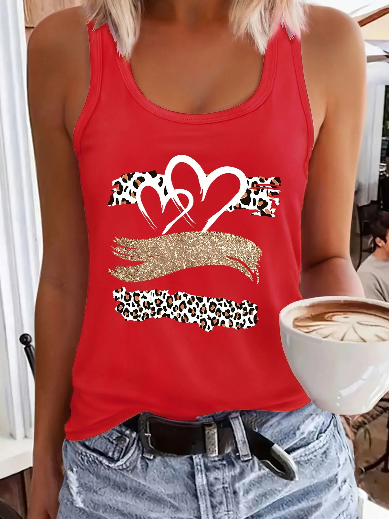 printed Summer women's loose and personalized dream catcher mesh printed vest top T-shirt comfortable sleeveless