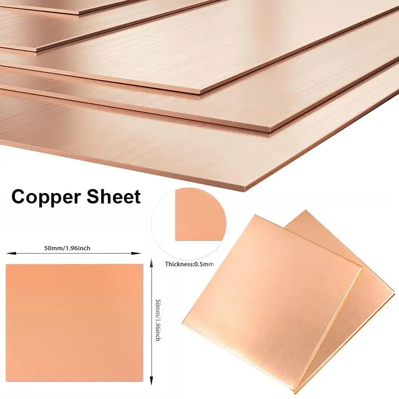 1pcs Pure Copper Sheet Thick0.25mm-8mm Metal Copper Plate 100x100mm 150x150mm Cu Metal Sheet Foil Plate Copper Sheet