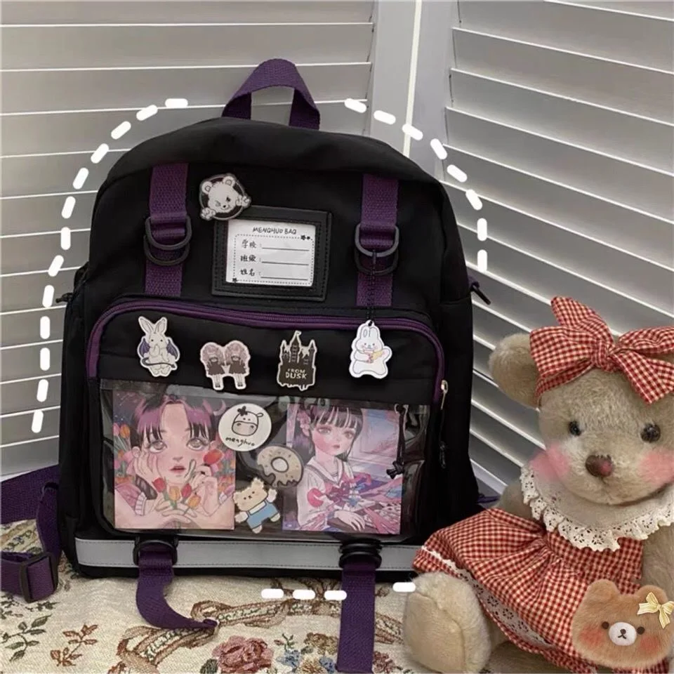 3Ways New Japanese Harajuku Backpack Women School Bags For Teenage Girls Anime Itabag Transparent Backpack ita bag Mochilas Bags