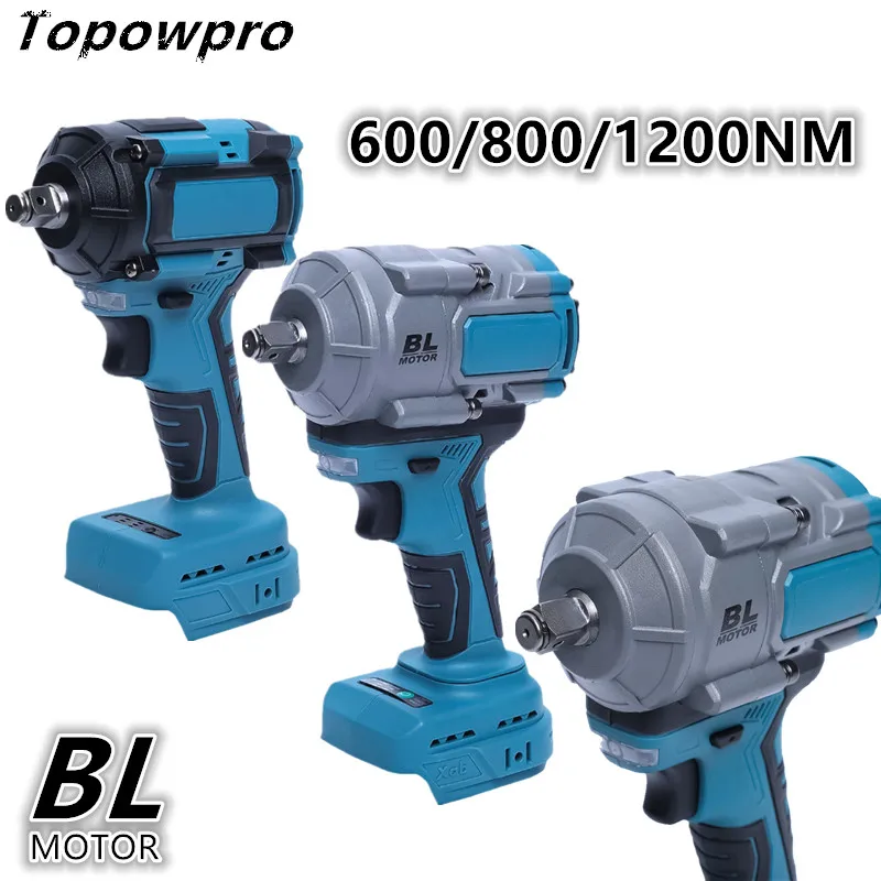 600/800/1200N.m  Brushless Impact Wrench 1/2inch Rechargeable Power Tools Cordless Car Truck Repair For Makita 18V Battery