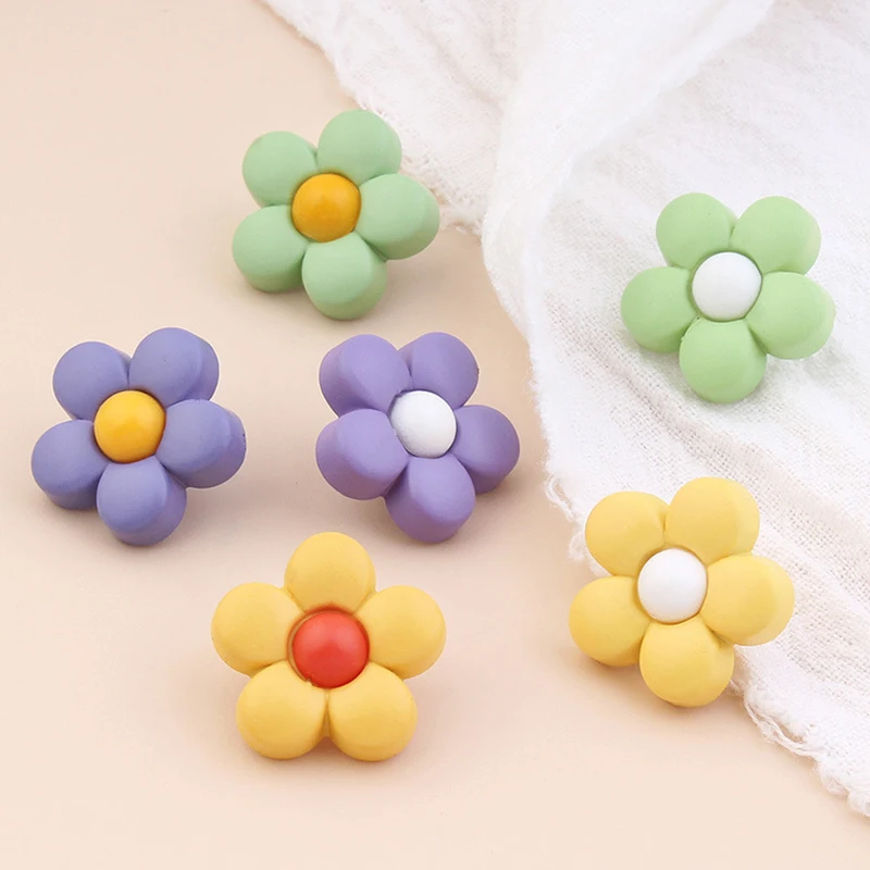 10pcs Colorful Flower Cartoon Buttons Children\'s Coat Button 15/18mm Baby Kids Clothes Decor Diy Sewing Wedding Applique Crafts