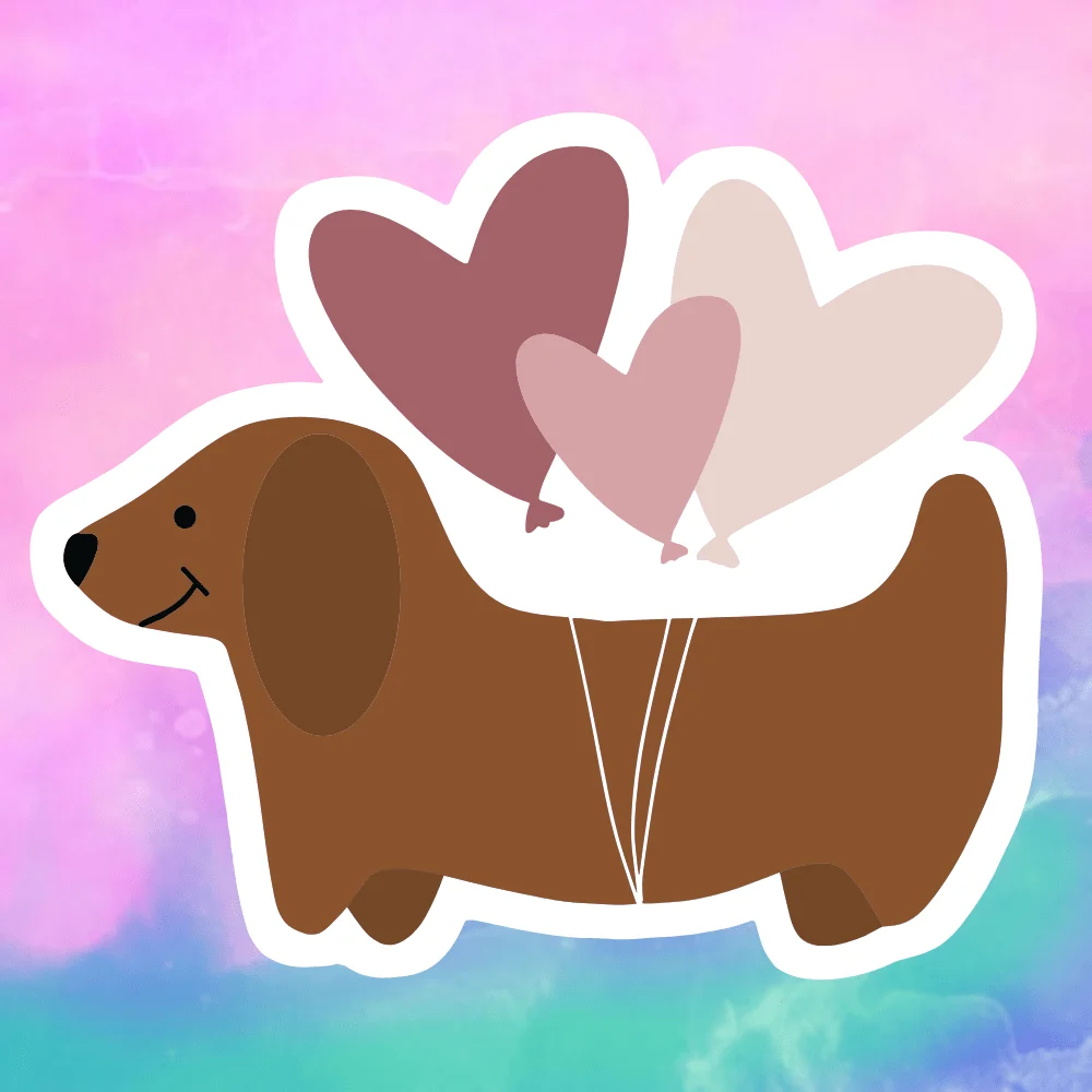 3pcs Love Balloon Sausage Dog, used to express the happiness of being surrounded by love, filled with gentle atmosphere stickers