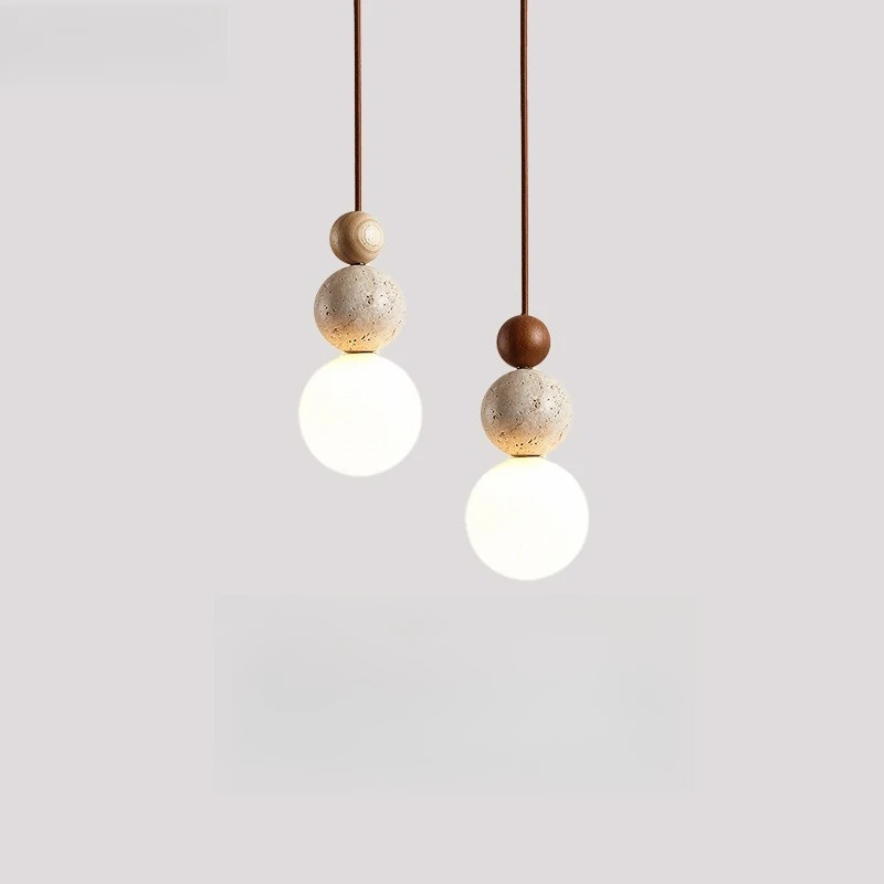 

Cream Style Travertine LED Pendant Light For Bedroom Bedside Led Chandelier Stone Marble Lamp Resturant Bar Dining Room Kitchen