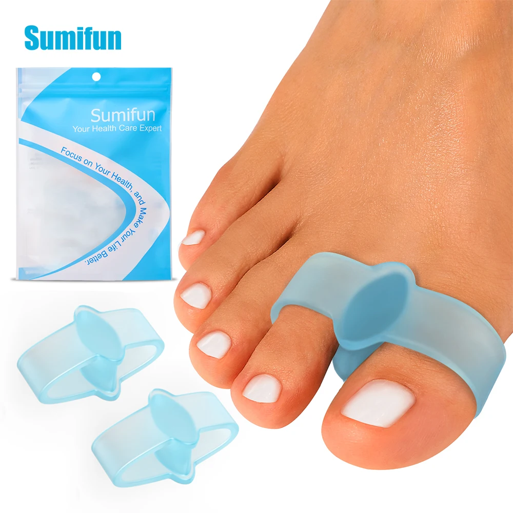 

2Pcs/Pair Blue Silicone Toes Separator Hallux Valgus Toe Overlap Orthopedics Correction Pedicure Gel Pad Foot Clamp Protector