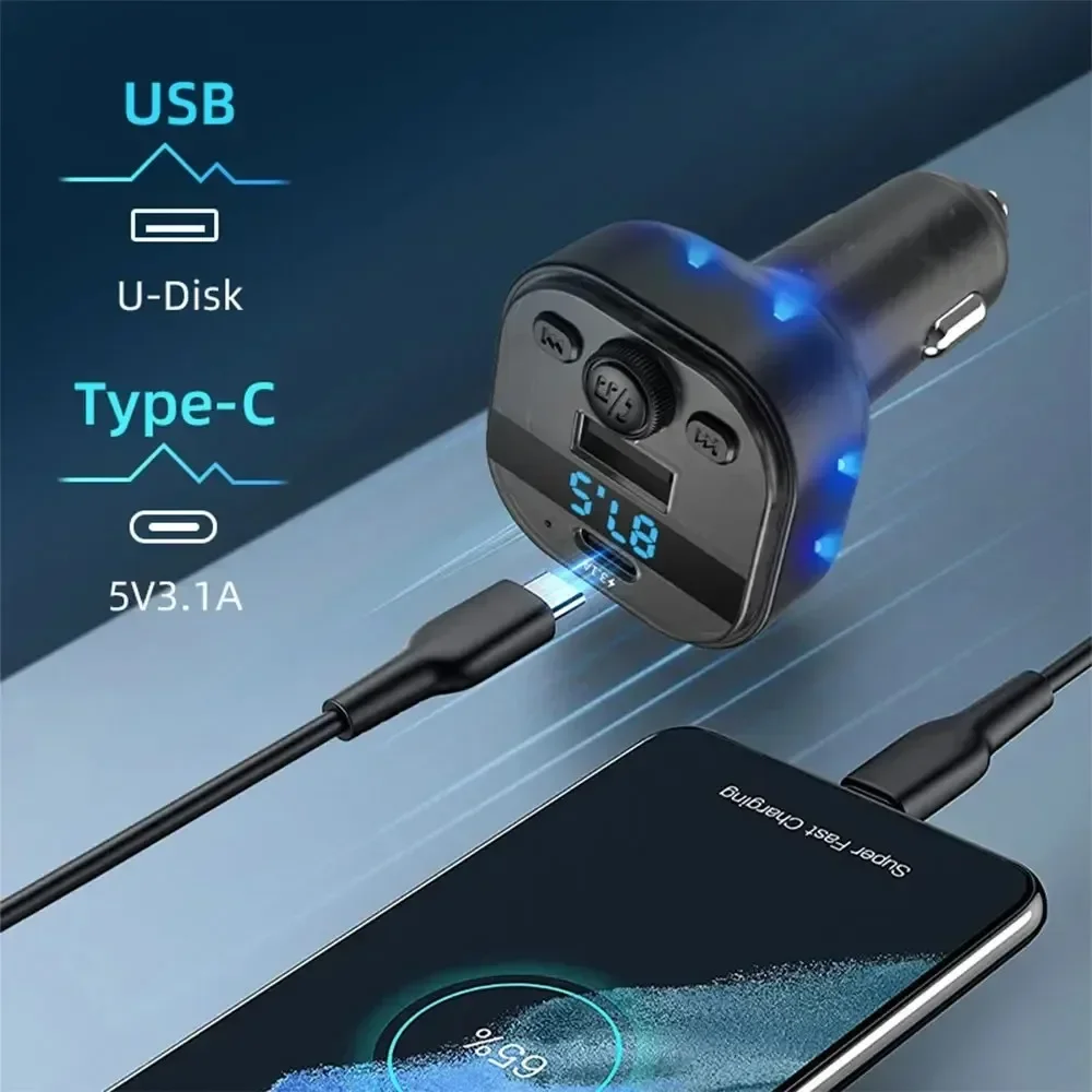 tipo-c-usb-carregador-de-carro-transmissor-fm-bluetooth-sem-fio-carro-carregador-usb-handsfree-mp3-player-para-iphone-15-xiaomi-14-adaptadores