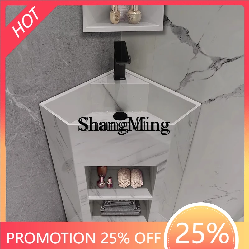 

CL slab column type washbasin Vertical floor-to-ceiling triangular hand wash basin Toilet corner washbasin