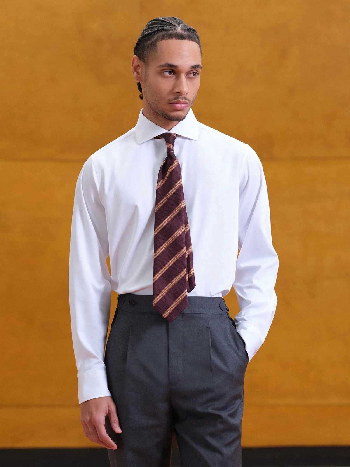 

Cultum Men's Long Sve irt Breathable Wior Collar No Ironing Required Four Season Wear Busin Casual Stand Fit