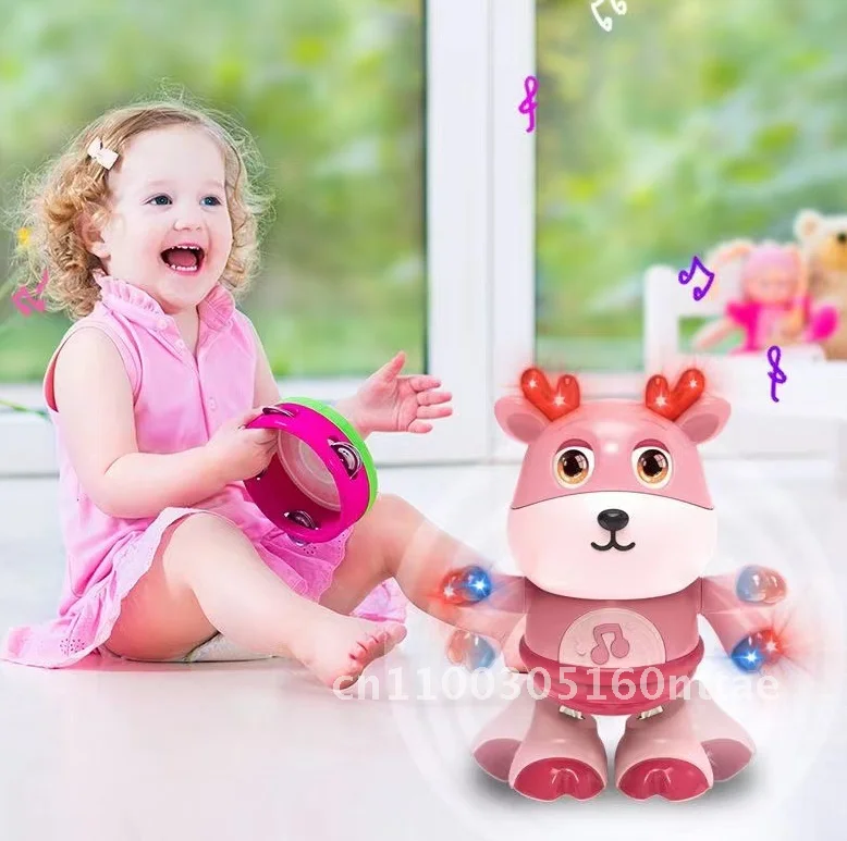 Poupée électrique mignonne et ludique en forme de veau, jouet pour enfants, son et lumière, balançoire