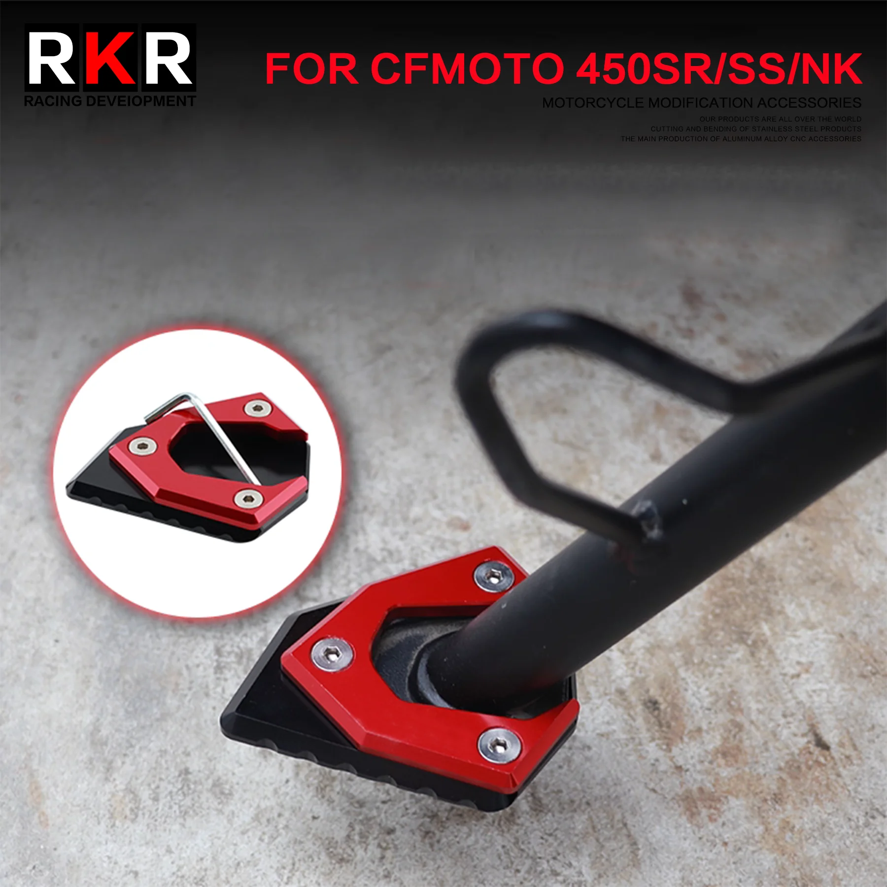 

Motorcycle Kickstand Pad CNC Side Stand Enlarged Plate Foot Pad for CFMOTO CF MOTO 450SR 450SS 450NK 450CLC 2023 2024 2025