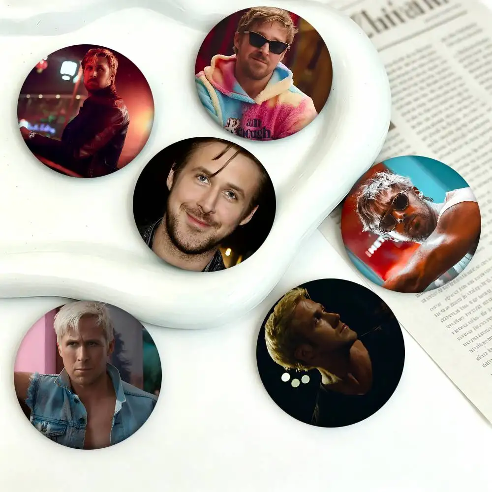 1pc Singer R-Ryan Gosling Cartoon Style Badge Brooches On Backpack Decoration Round Enamel Pins For Accessorys