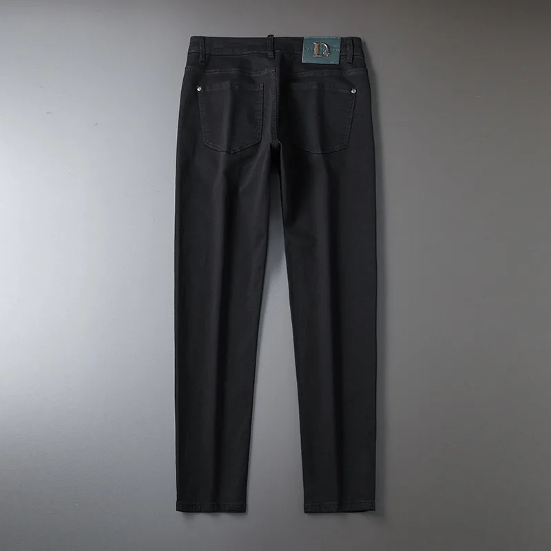 Men'S Black Jeans Ins Fashion Brand High Street Straight Tube Loose Cotton Stretch Slim-Fit High-Quality Business Casual Denim