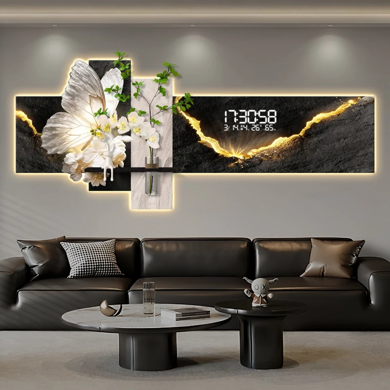 

Abstract butterfly Wall clock living room decoration light luxury intelligence digital clock aesthetic wanduhr home furniture