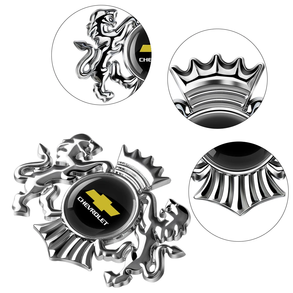 3D Metal Lion Crown Emblem Badge Car Stickers Decoration Accessories Decal For Chevrolet Trailblazer Suburban Traverse Colorado