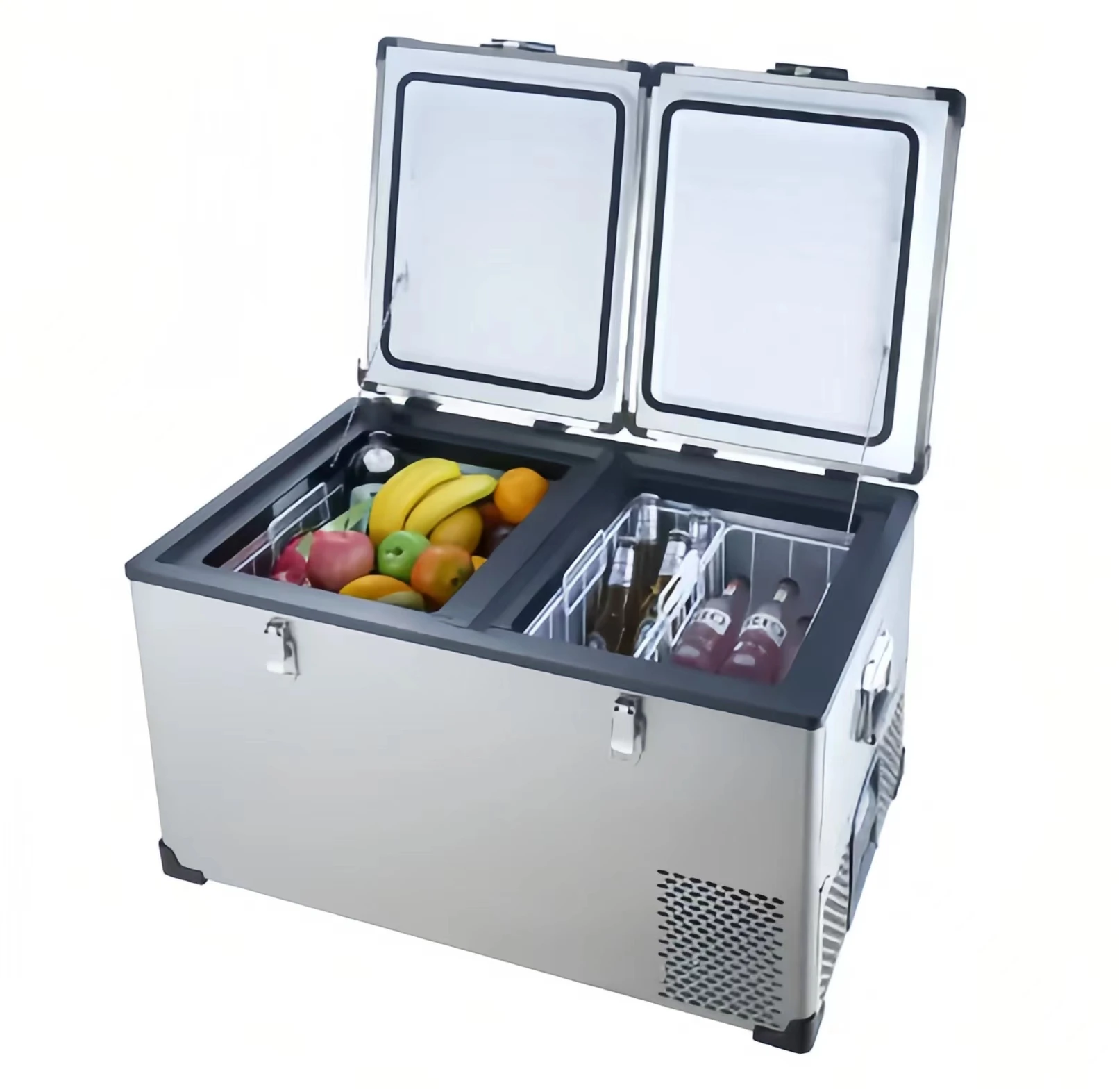 Smart Cooler Box 95L Freezer with Triple baskets and Separate Temperature Control DC 12V / 24V AC100-240V