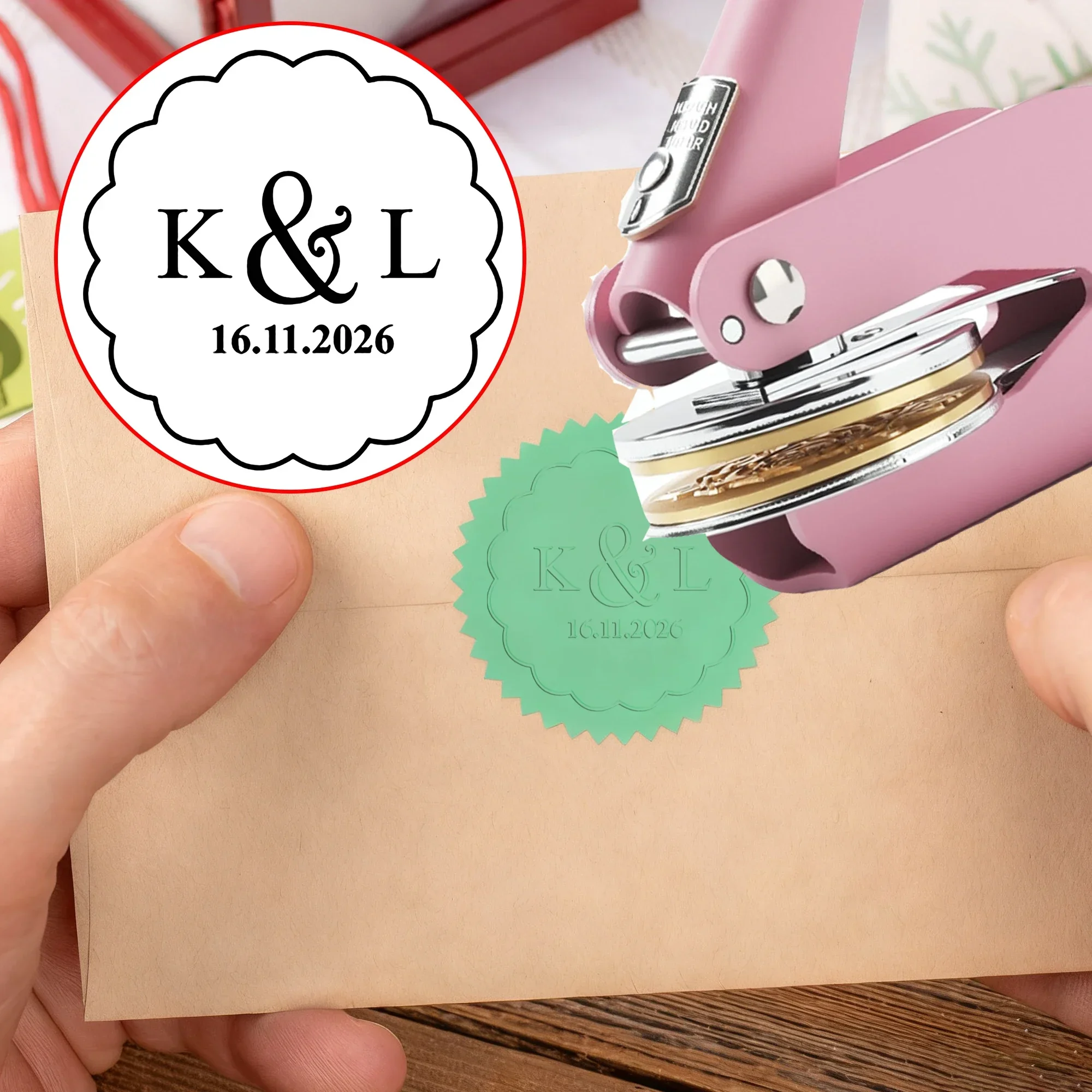 

Shiny Blue/pink Print Embosser Stamp for Library Books Envelope Card Diy Craft Projects Personalized Logo Design Embossing Tool