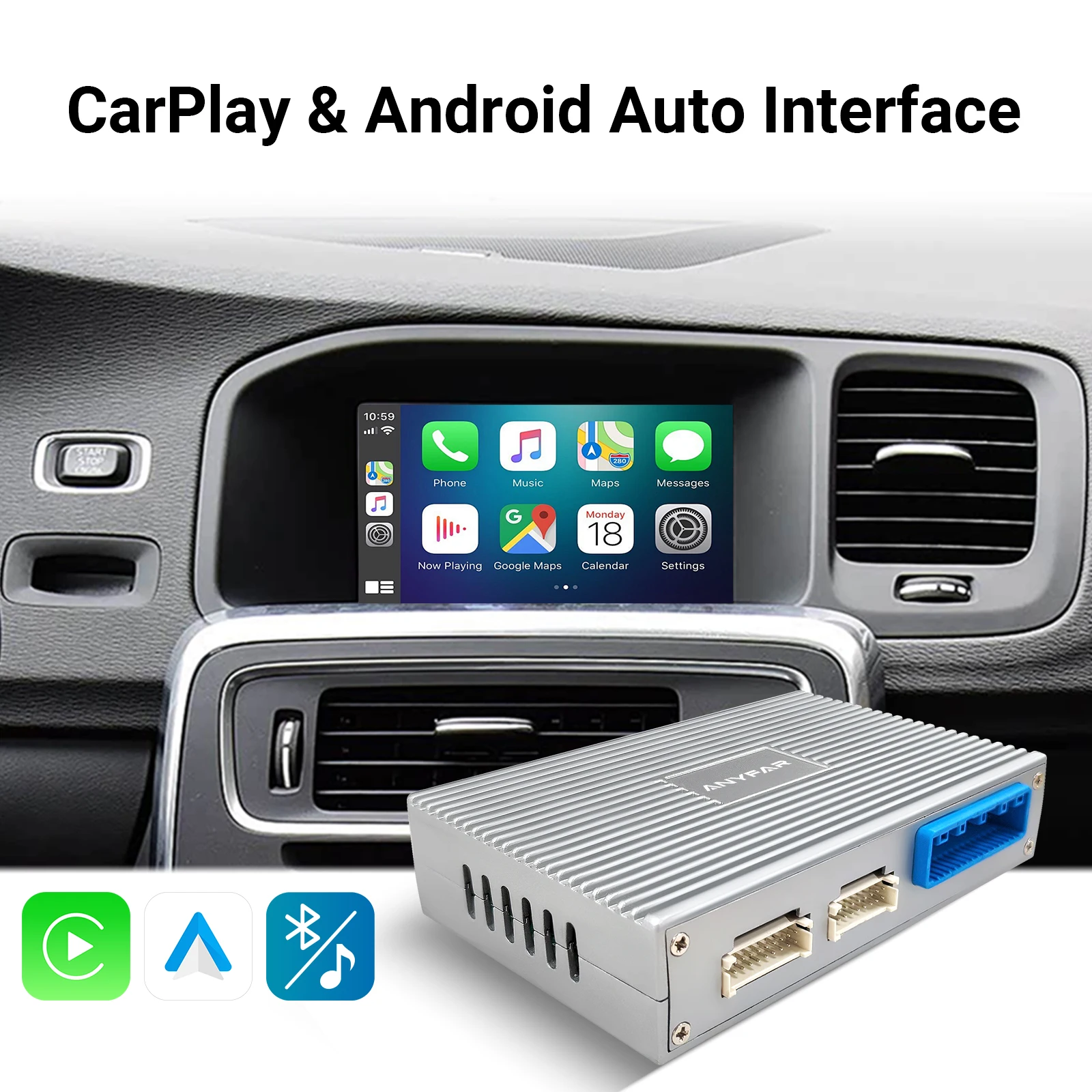 OEM Screen Upgrade Decoder Box Interface CarPlay Android Auto Retrofit Kit for Volvo V40 V60 S S60 XC60 V70 XC70 S80 2010-2015 with 7 Inch Screen