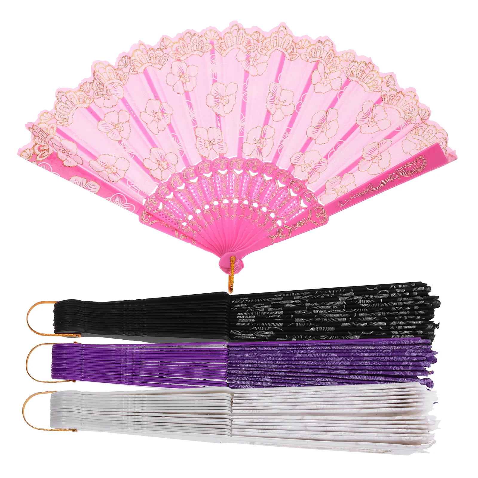 

4Pcs Cherry Blossom Folding Fans Chinese Style Handheld Fan Portable Lightweight Foldable Decorative Fans for Wedding Dance
